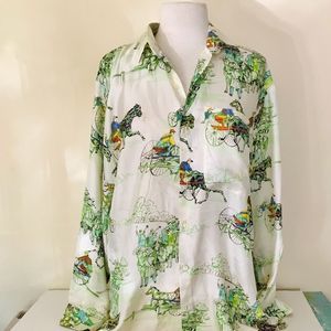 Vintage Blouse, 1980's, Equestrian Clothing, Italian Blouse, XL,Avant Garde